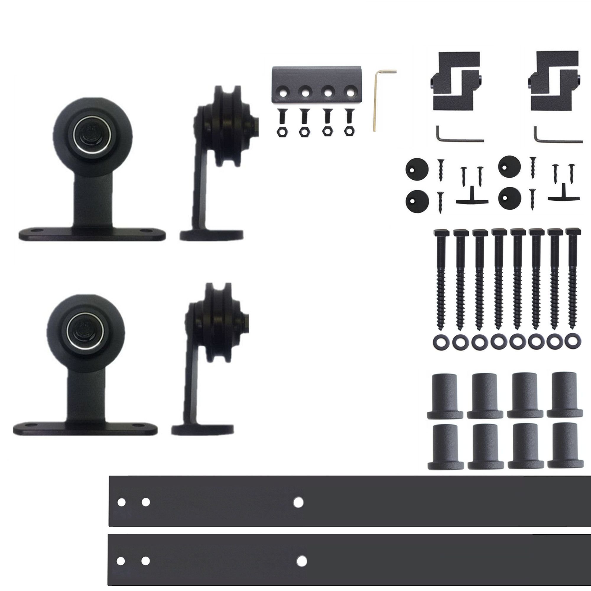 HOMACER 144-in Brushed Nickel Indoor Arrow Single Barn Door Hardware Kit JT1DNZ144C Sansujyuku sansujyuku.com