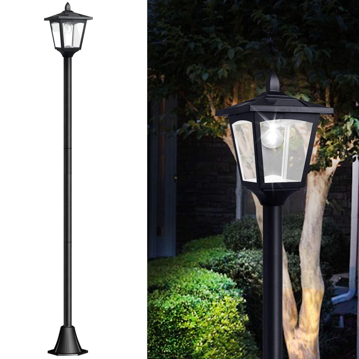Angel Sar 67 in Solar Lamp Post Lights Outdoor 50 Lumens Vintage Street Lights for Garden Lawn Pathway Driveway