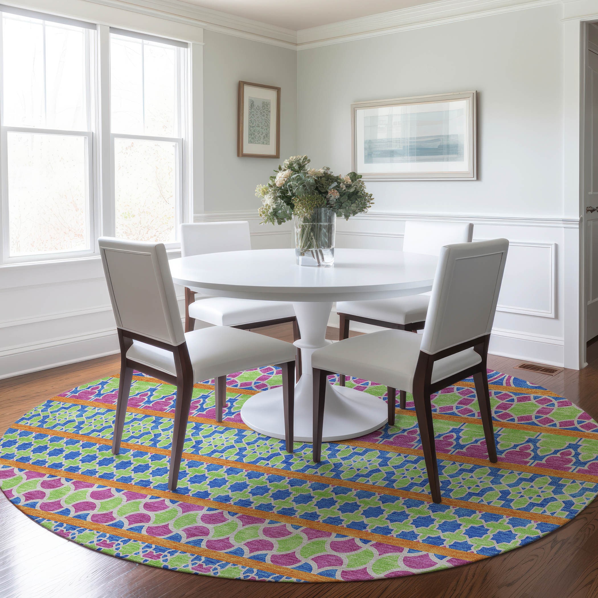 Addison Rugs ACN726BL8RO Chantille ACN726BL 8 x 8 (ft) Polyester Blush Round Indoor/Outdoor Geometric Machine washable Area rug