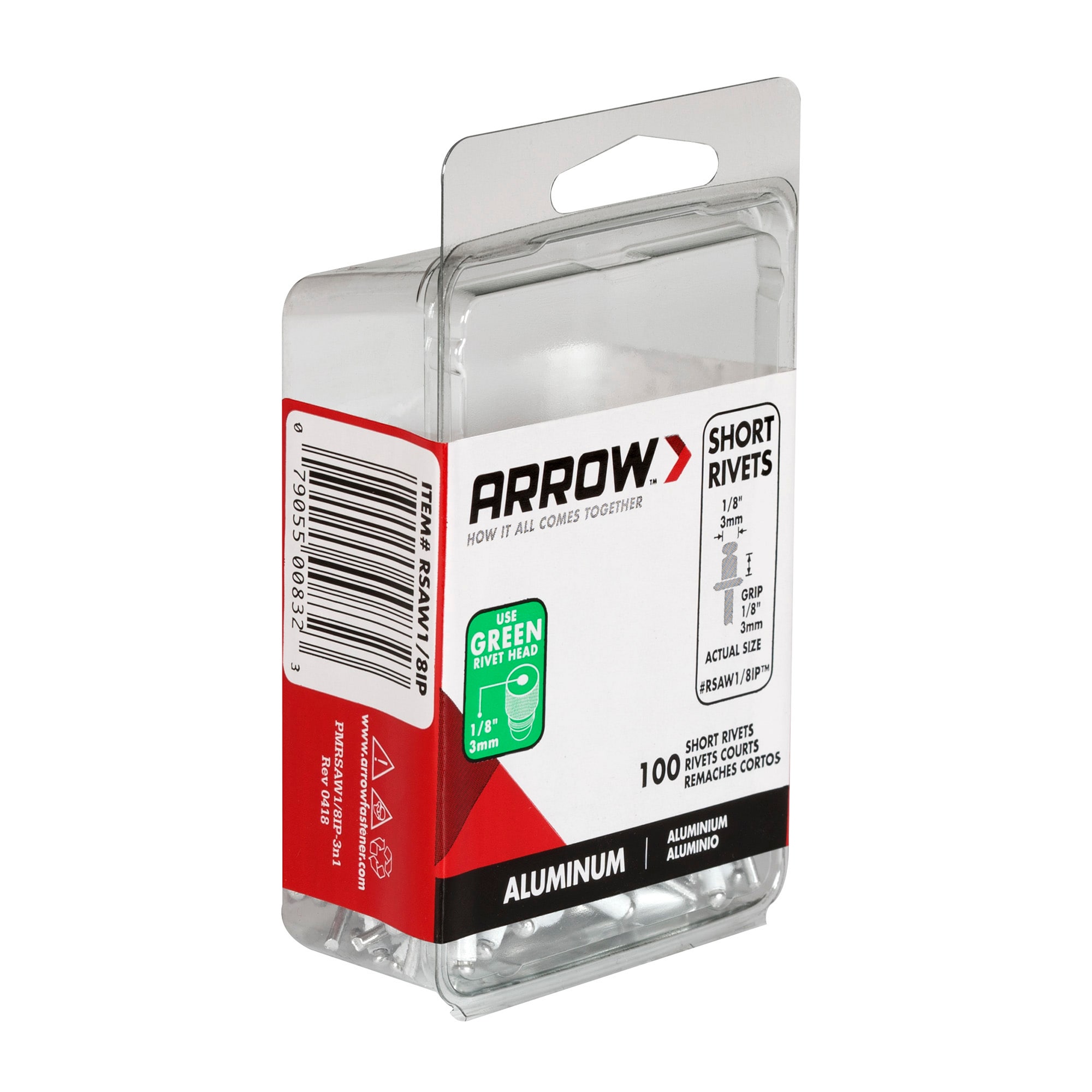 Arrow 100-Pack 1/8-in White Aluminum Rivet in the Rivets