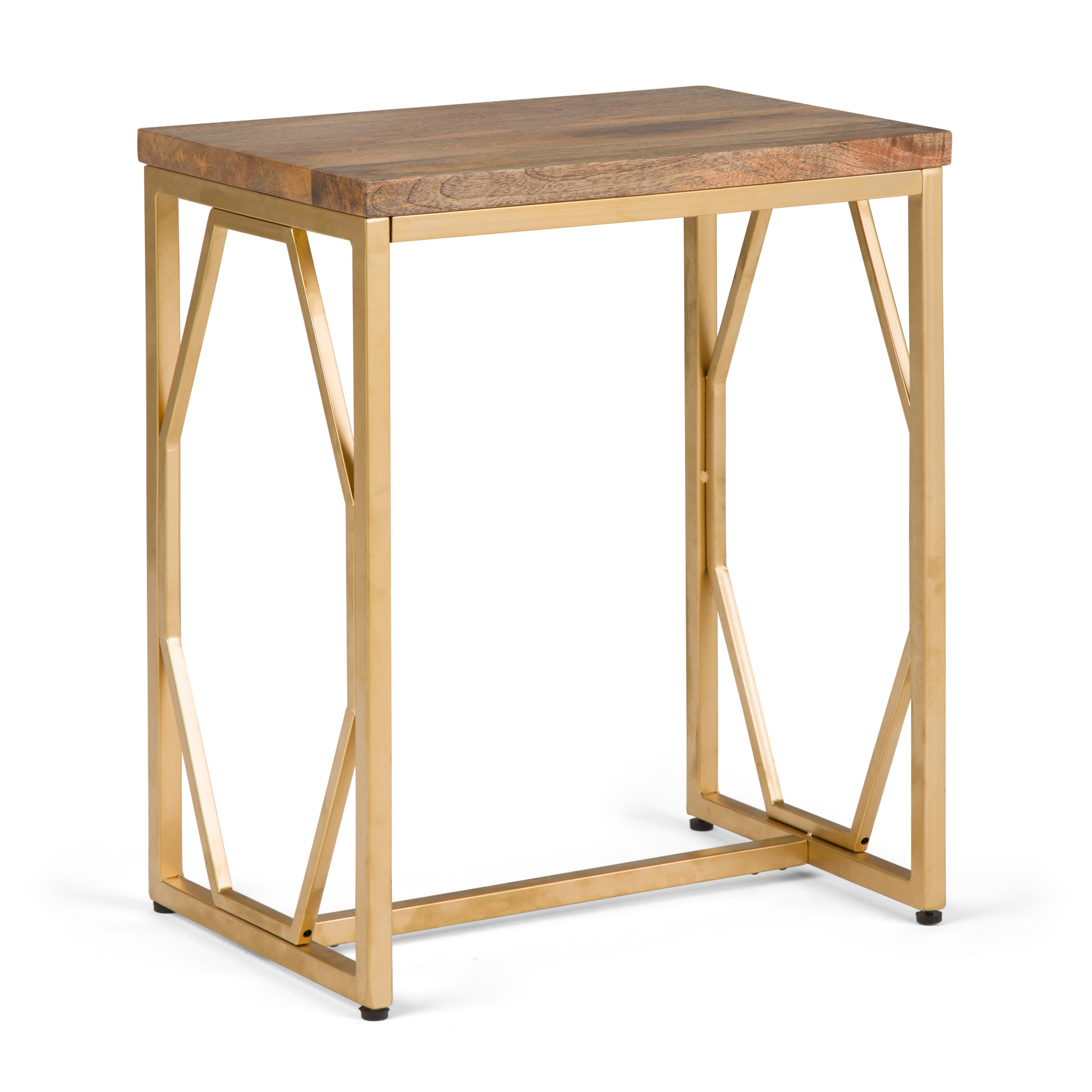 Simpli Home AXCMTBL-19 Selma 13.4-in W x 23.5-in H Natural, Gold Wood Modern End Table Assembly Required