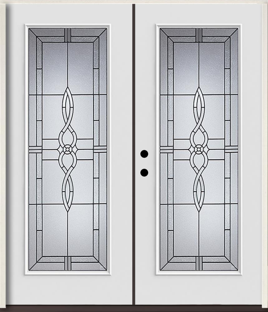 RELIABILT LO841599 Calista 72-in x 80-in x Fiberglass Full lite Right-hand inswing Modern White Painted Prehung Double Front Door Insulating core