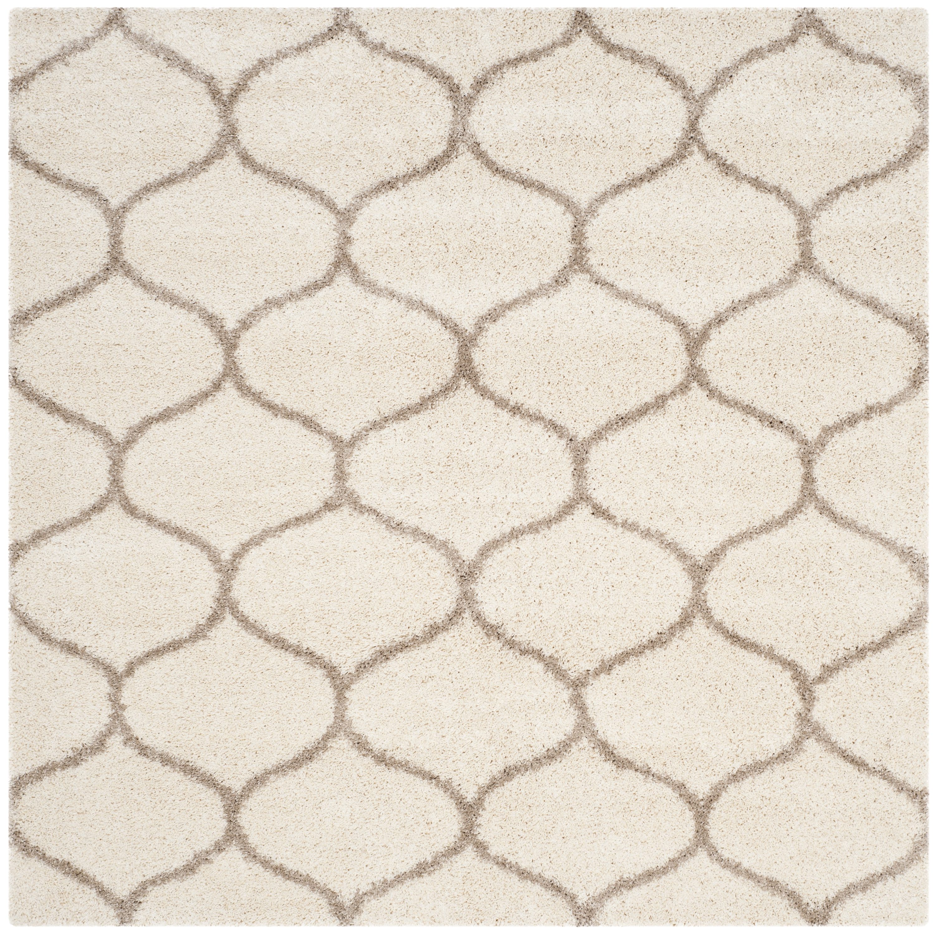 Safavieh SGH280D-9SQ Hudson Hathaway Shag 9 x 9 (ft) Loomed Polypropylene Ivory/Beige Square Indoor Trellis Area rug