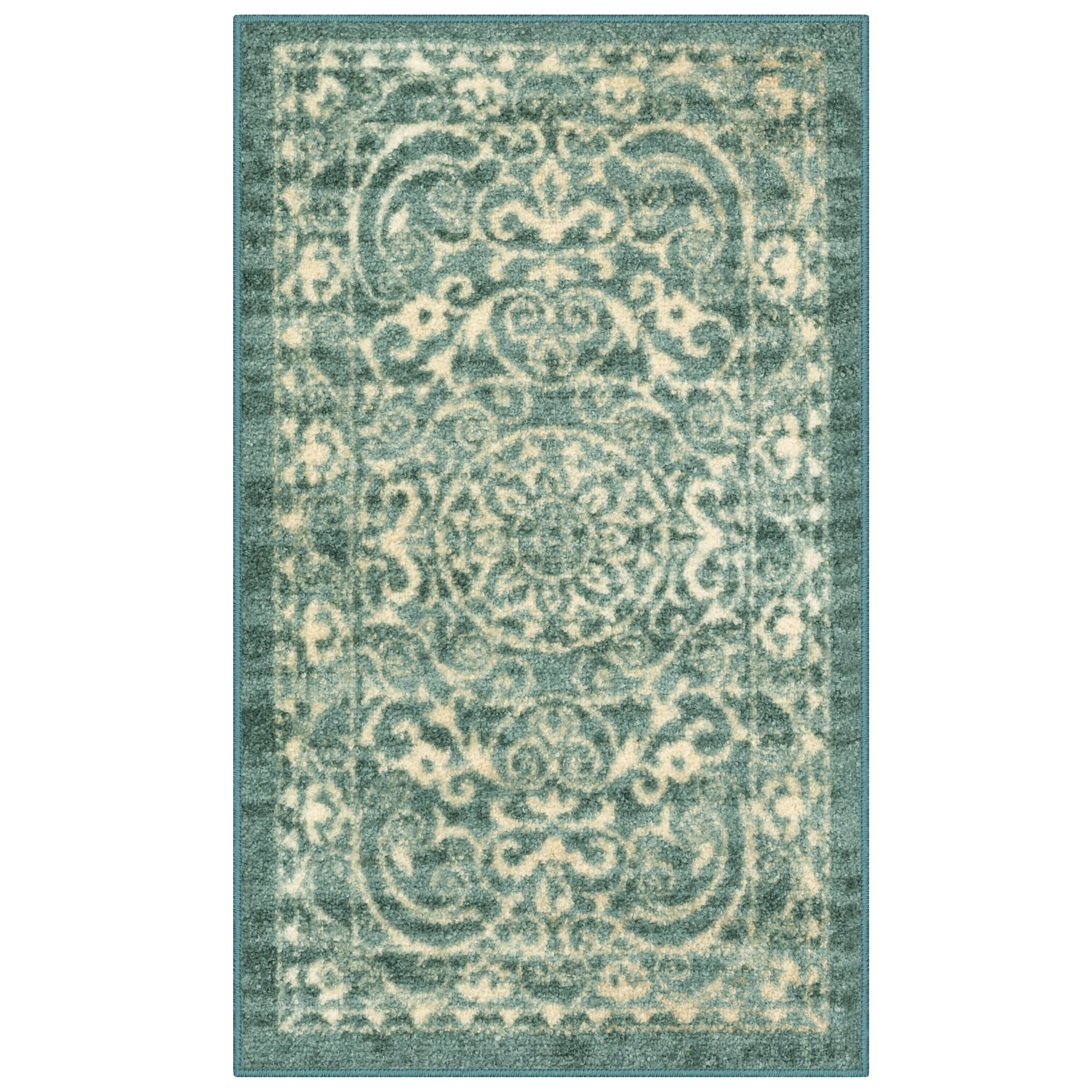 Spa Blue Tufted Washable Rectangular Rug 5' x 7'