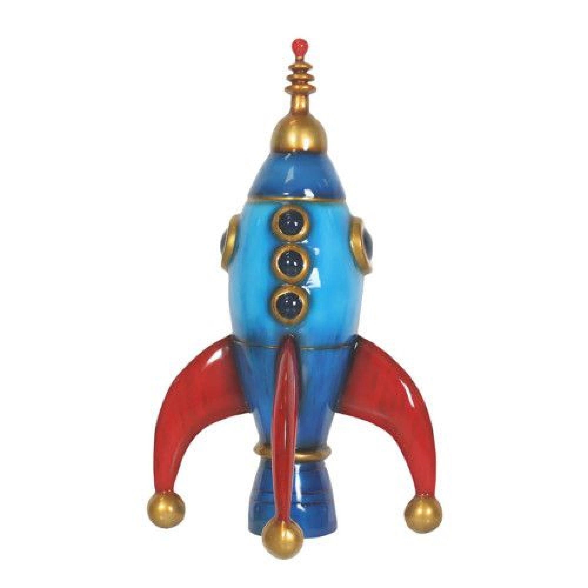 Garden Elements Fiberglass Indoor Blue Toy Spaceship Christmas Figurine Statue Decor 43in