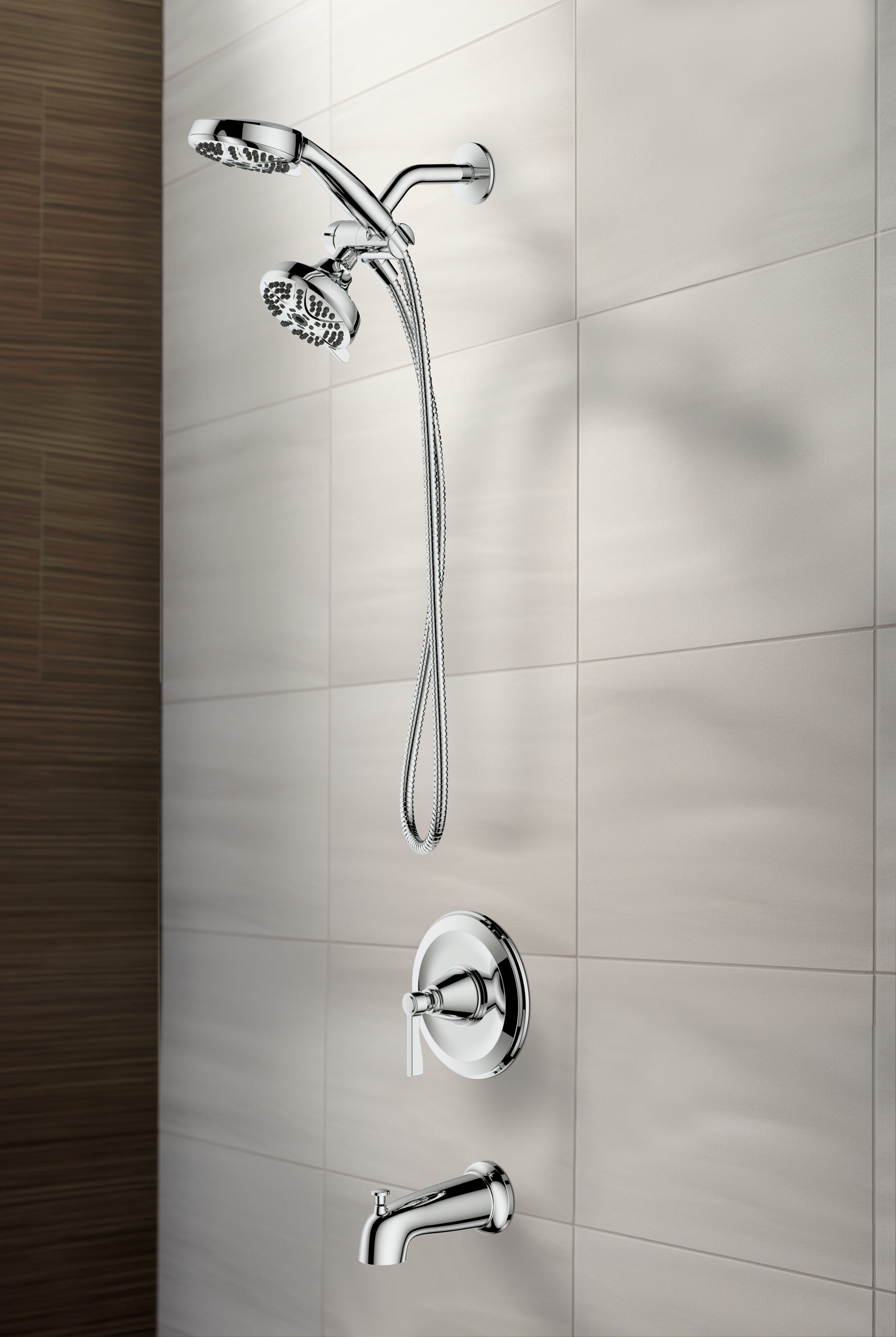 allen + roth 873X-1F01 Townley Polished Chrome 1-handle Multi-function 4.3-in Round Shower Faucet with Valve