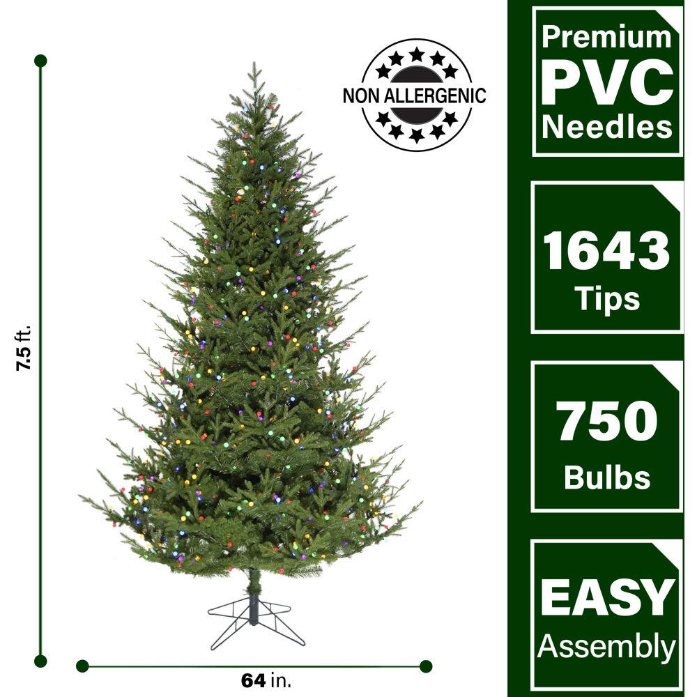 Fraser Hill Farm 7.5-ft Pre-lit Artificial Christmas Tree with LED ...