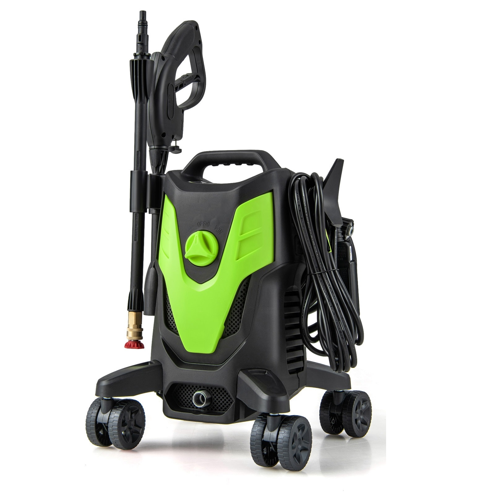 Slickblue D-CO-NG-SU47501PF Green and Black Electric Pressure Washer with Long Hose Floors (2400 PSI) 1.7 GPM 104F Water Electric Pressure Washer with 4 Spray Tips for Sidewalks and Garage