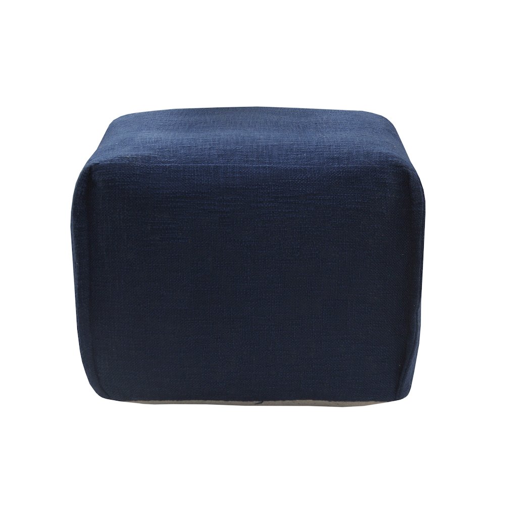 LR Home Zion Cotton Indoor Pouf in Tan/Black 18 x 18 x 14