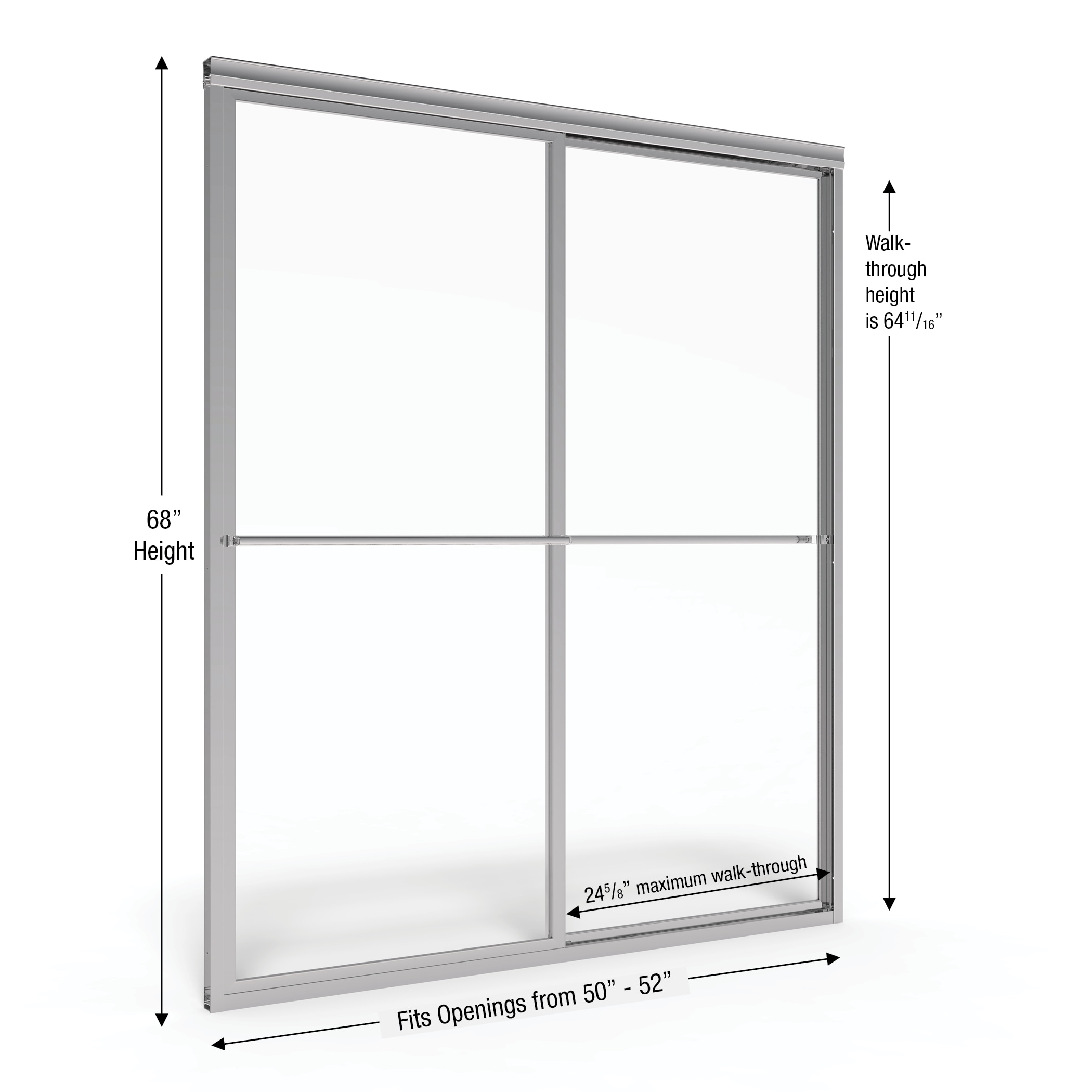 Deluxe Brushed Nickel Sliding Shower Door with Rain Glass