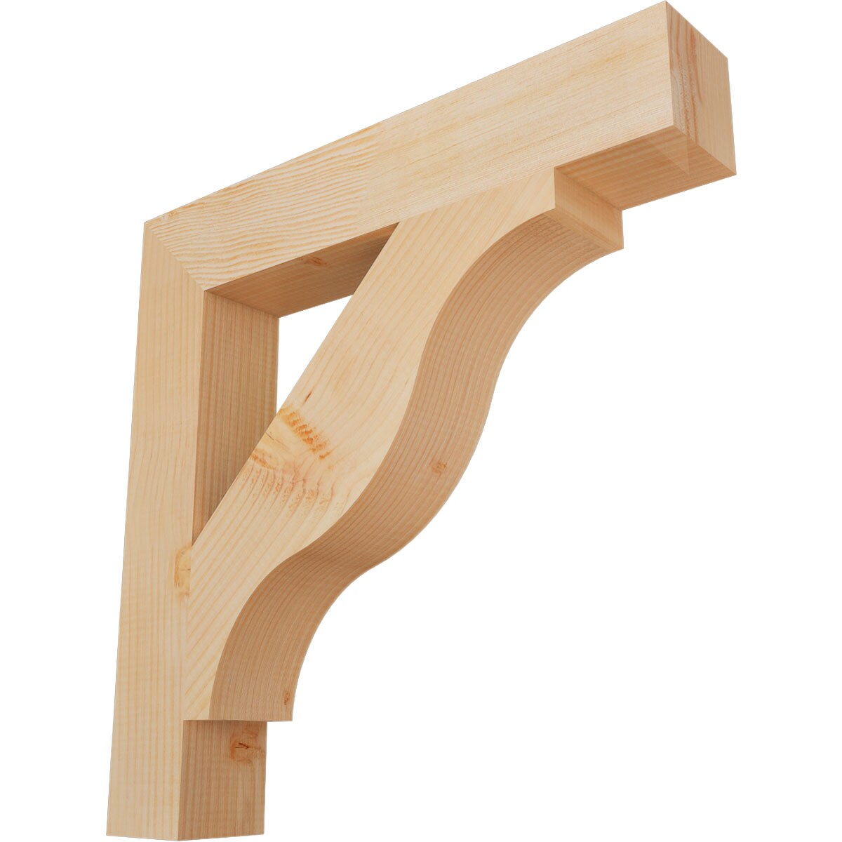 Ekena Millwork BKT04X24X24FST05SDF Funston Block Smooth 3-1/2-in x 24-in x 24-in Douglas fir Brown Wood Standard bracket