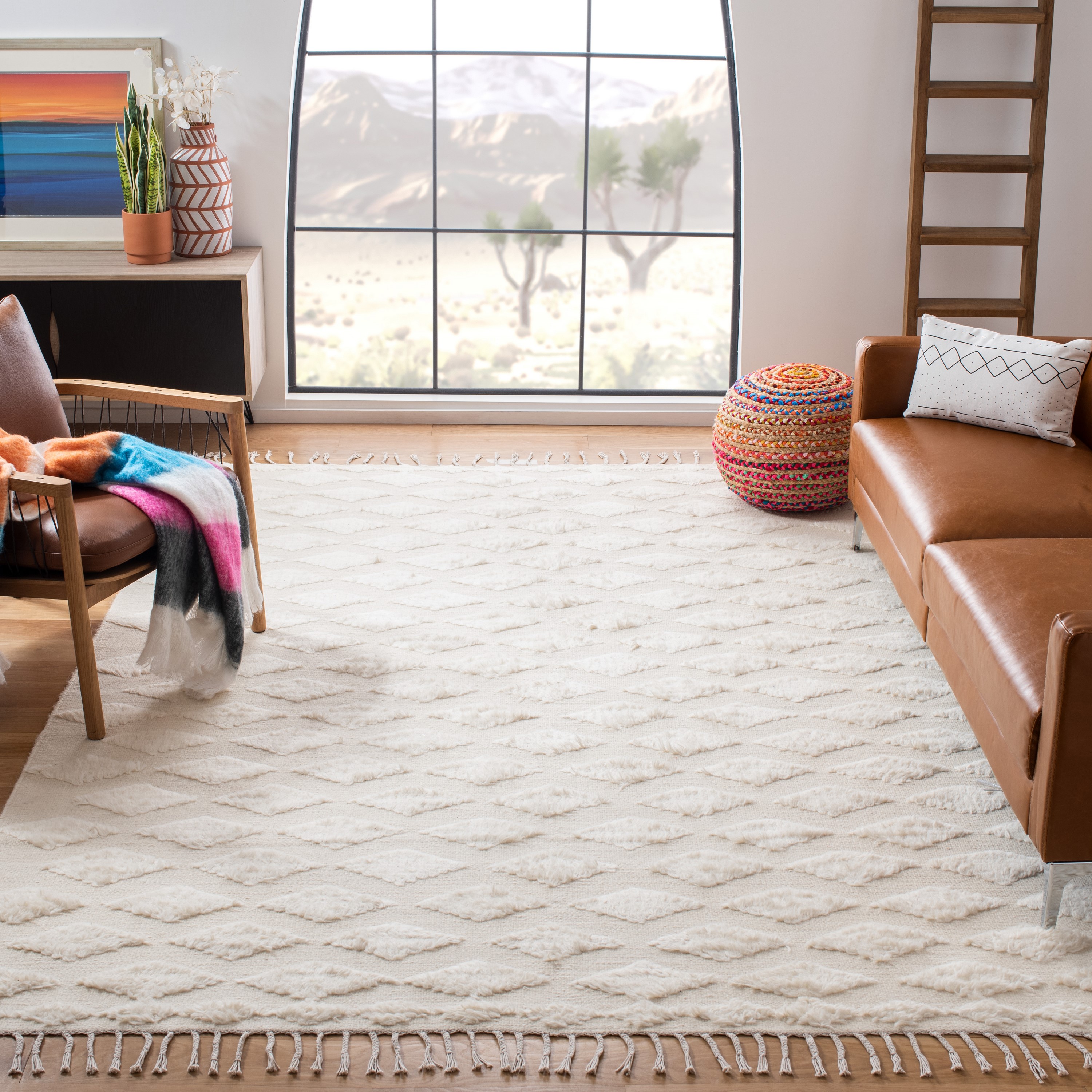 Safavieh CSB558A-8 Casablanca Nassjo 8 x 10 (ft) Wool Ivory Rectangular Indoor Geometric Moroccan Area rug