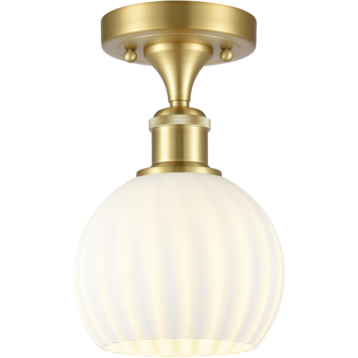 Innovations Lighting  516-1C-SG-G1217-6WV Ballston White Venetian Semi-Flush Mount Satin Gold