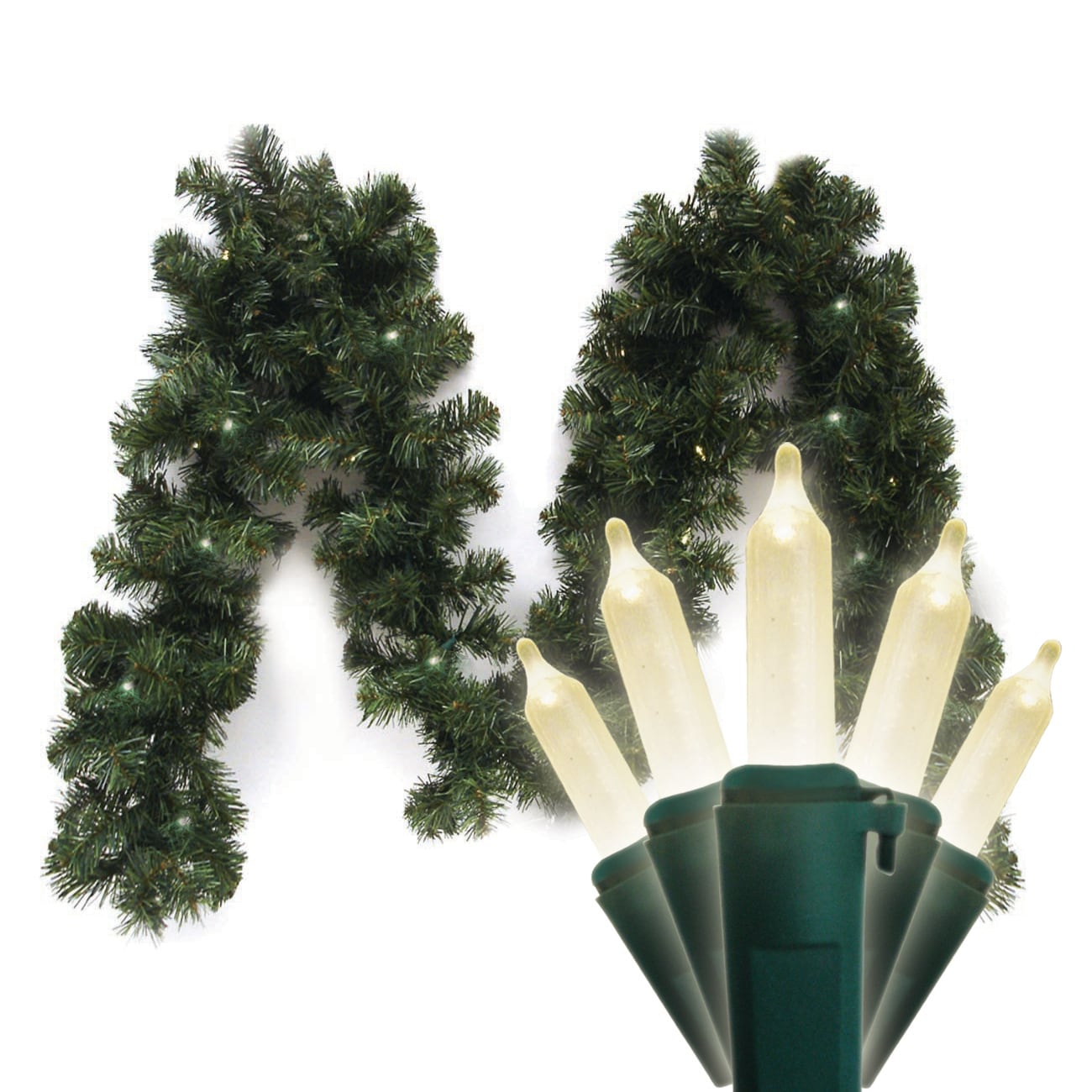 Brite Star 74-063-00 Indoor/Outdoor Pre-lit Battery-operated 9-Feet Pine Artificial Garland with White LED Lights