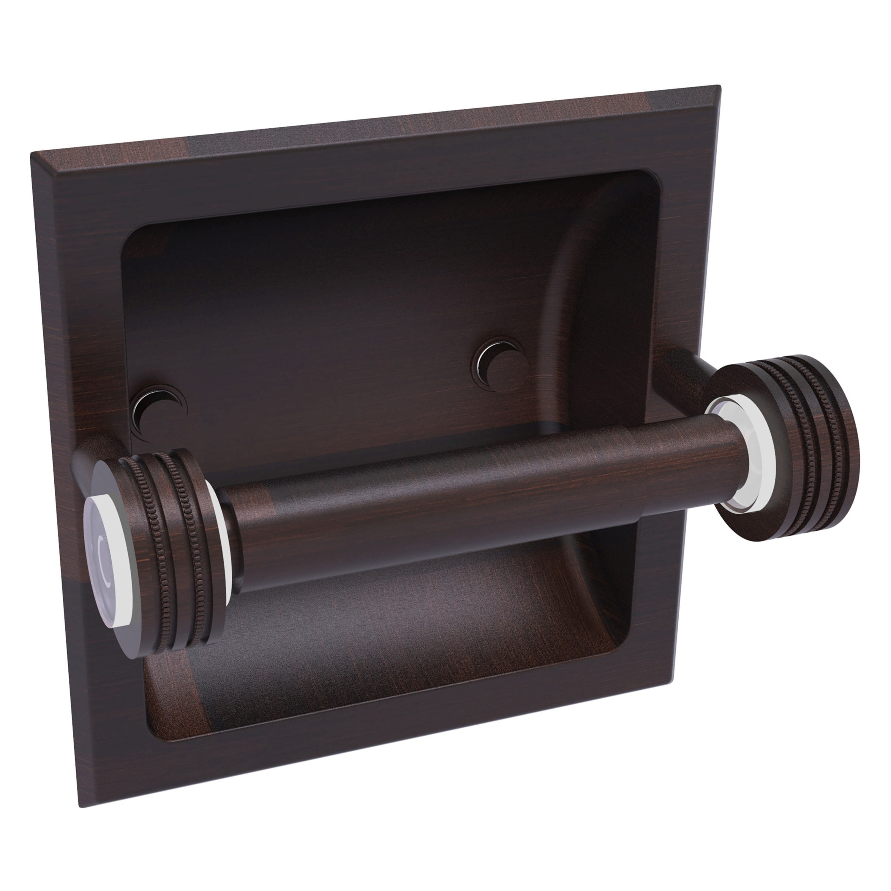 Allied Brass CV-24CD-VB Clearview Venetian Bronze Recessed Double post Toilet Paper Holder 1 -Rolls with Storage