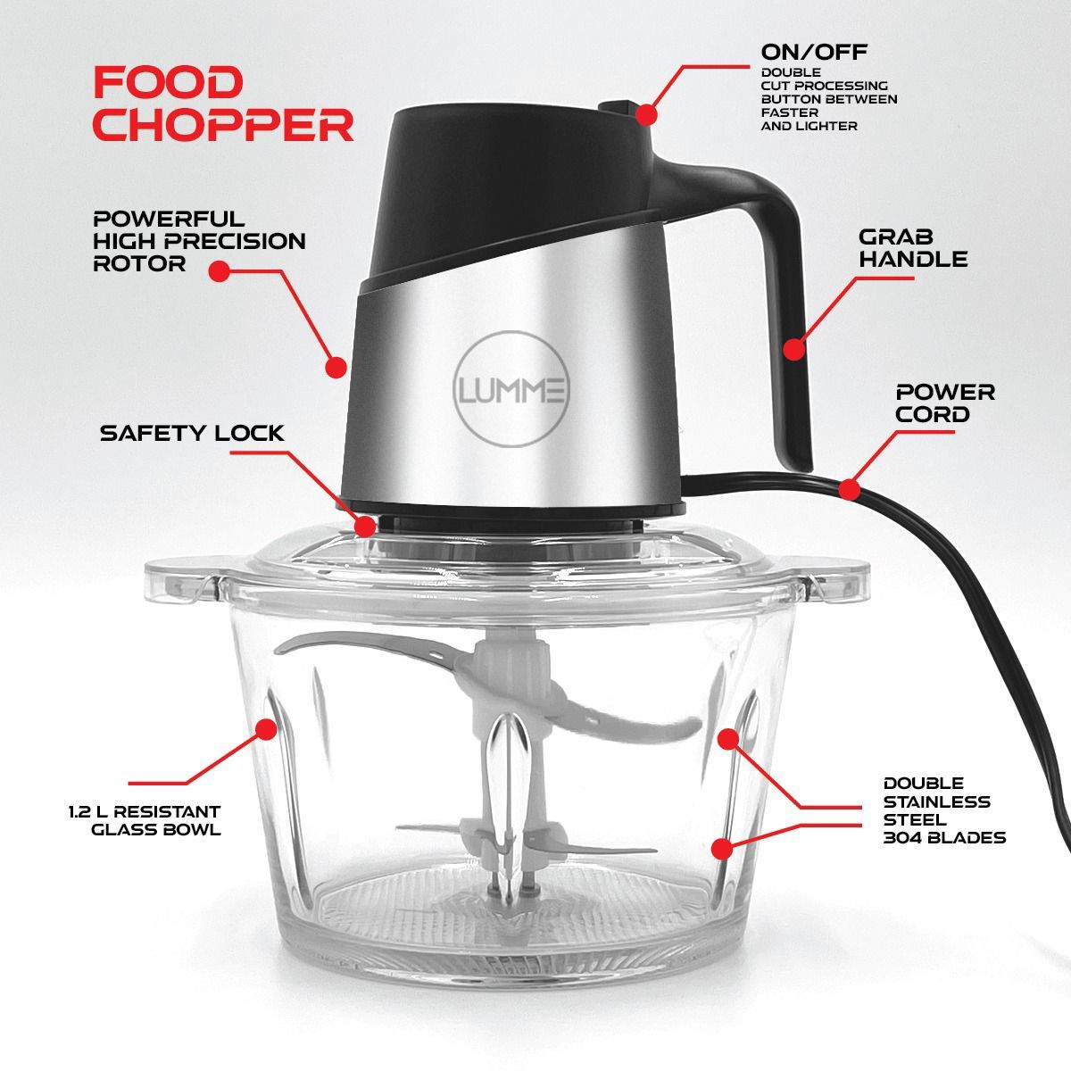 Lumme 5 Cups 400-Watt Stainless Steel Mini Food Chopper in the