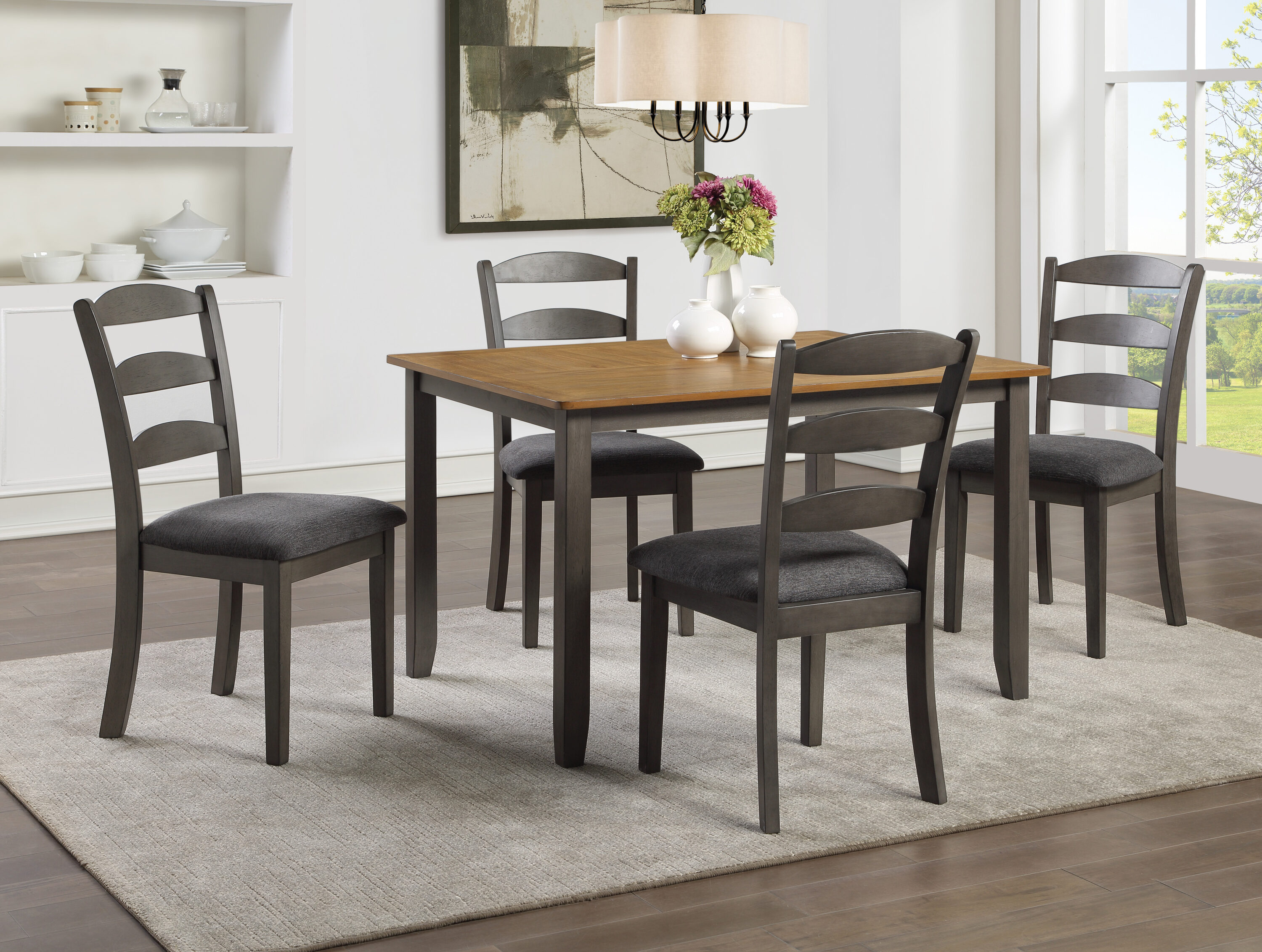West Lake 47" Antique Natural and Gray 5-Piece Wood Dining Set