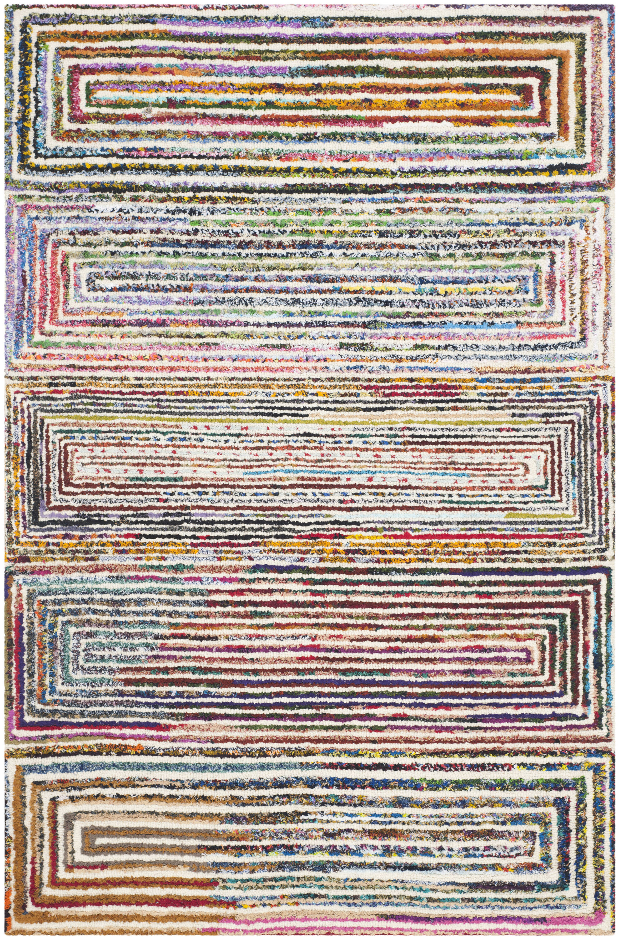 Ivory Round Hand-Tufted Wool and Synthetic Kids Rug