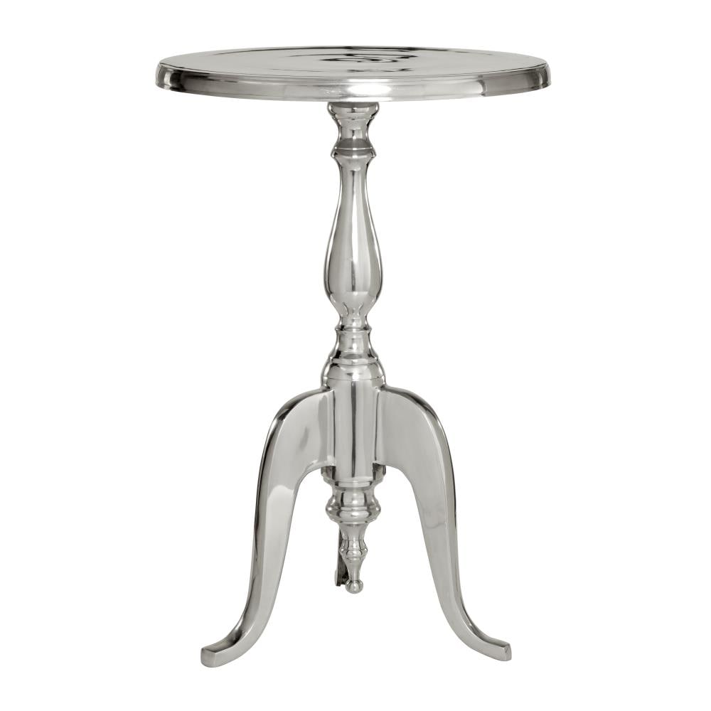 silver metal round end table