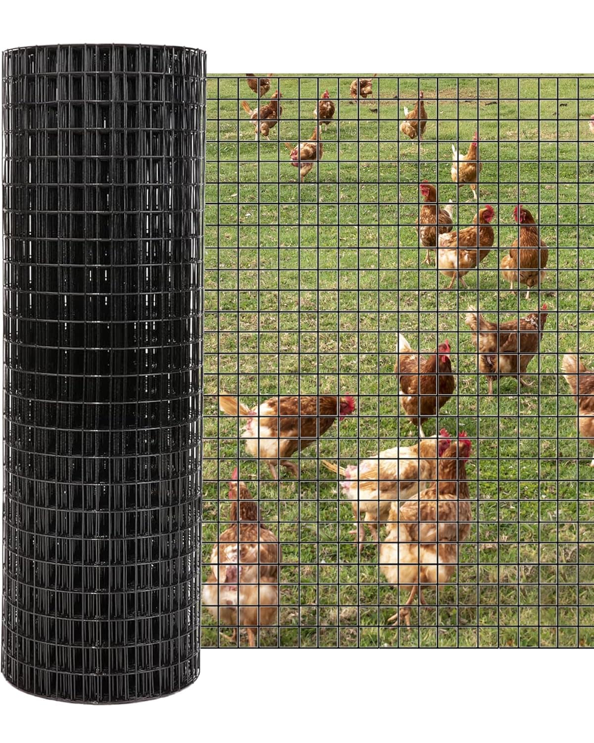 Garvee 1/2 Inch 36in x 50ft 19 Gauge Welded Galvanized Hardware Cloth Chicken Wire Roll Black for Coop Poultry Garden Protection