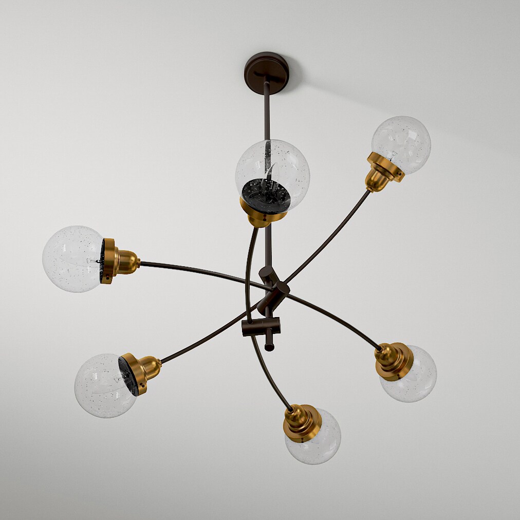 Bronze and Black Adjustable Sputnik Chandelier with Clear Glass Globes