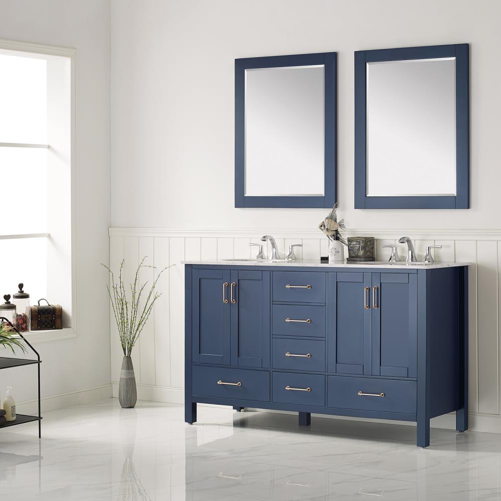 Vinnova Gela 60-in Royal Blue Undermount Double Sink Bathroom Vanity ...