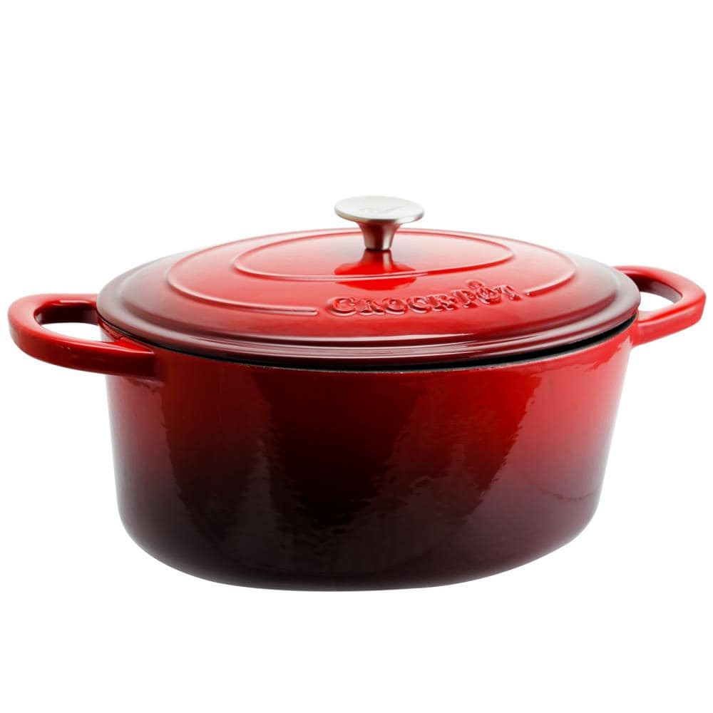 Better Chef 5 qt. Round Aluminum Nonstick Dutch Oven in Red with Glass Lid