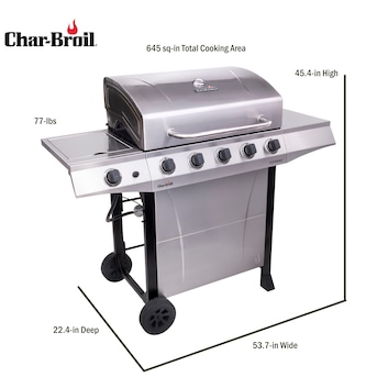Performance Series Silver 5-Burner Liquid Propane Gas Grill 1 Side Burner in Gas Grills at Lowes.com