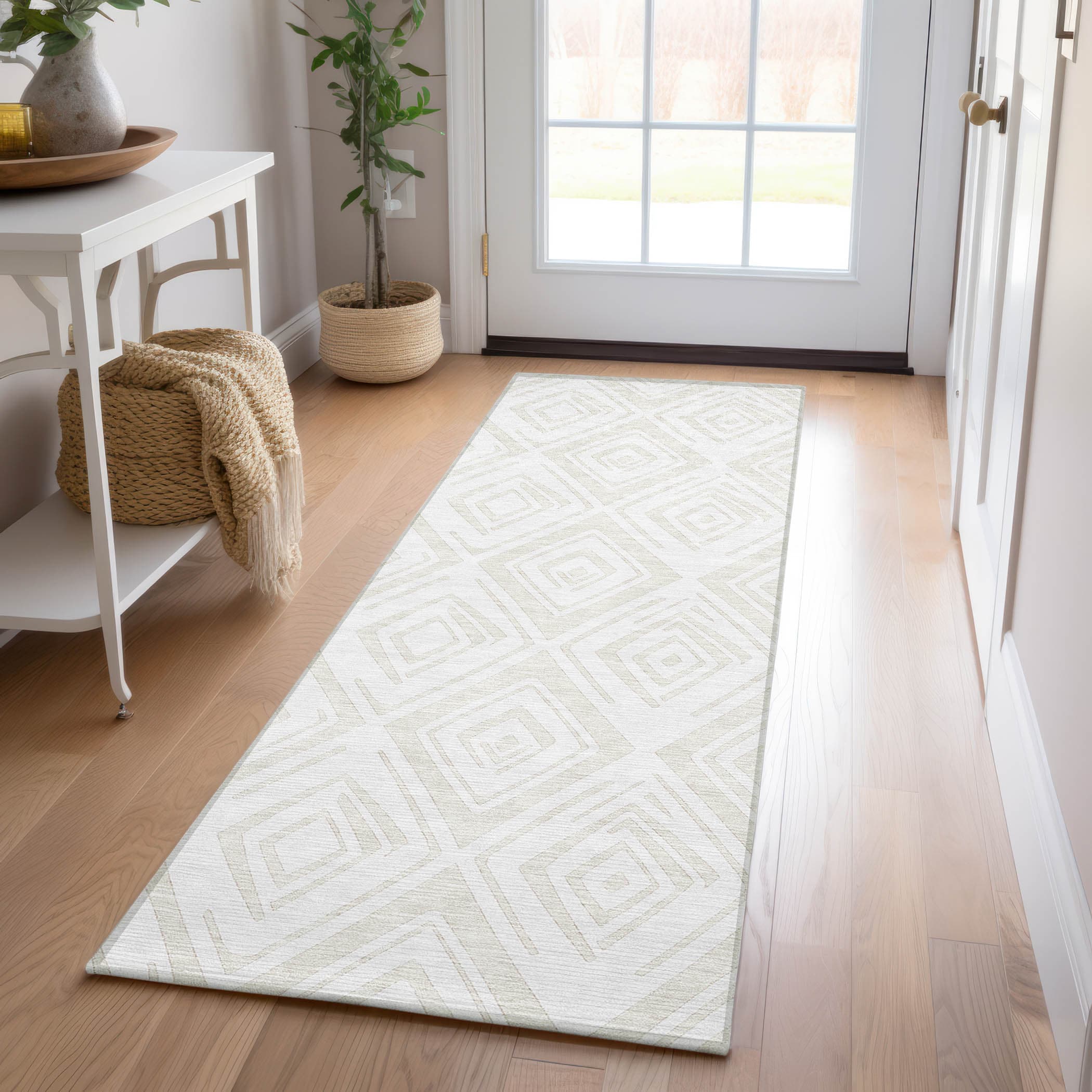 Addison Rugs ACN737PL2X8 Chantille ACN737PL 2 x 7 (ft) Polyester Pearl Rectangular Indoor/Outdoor Geometric Machine washable Area rug