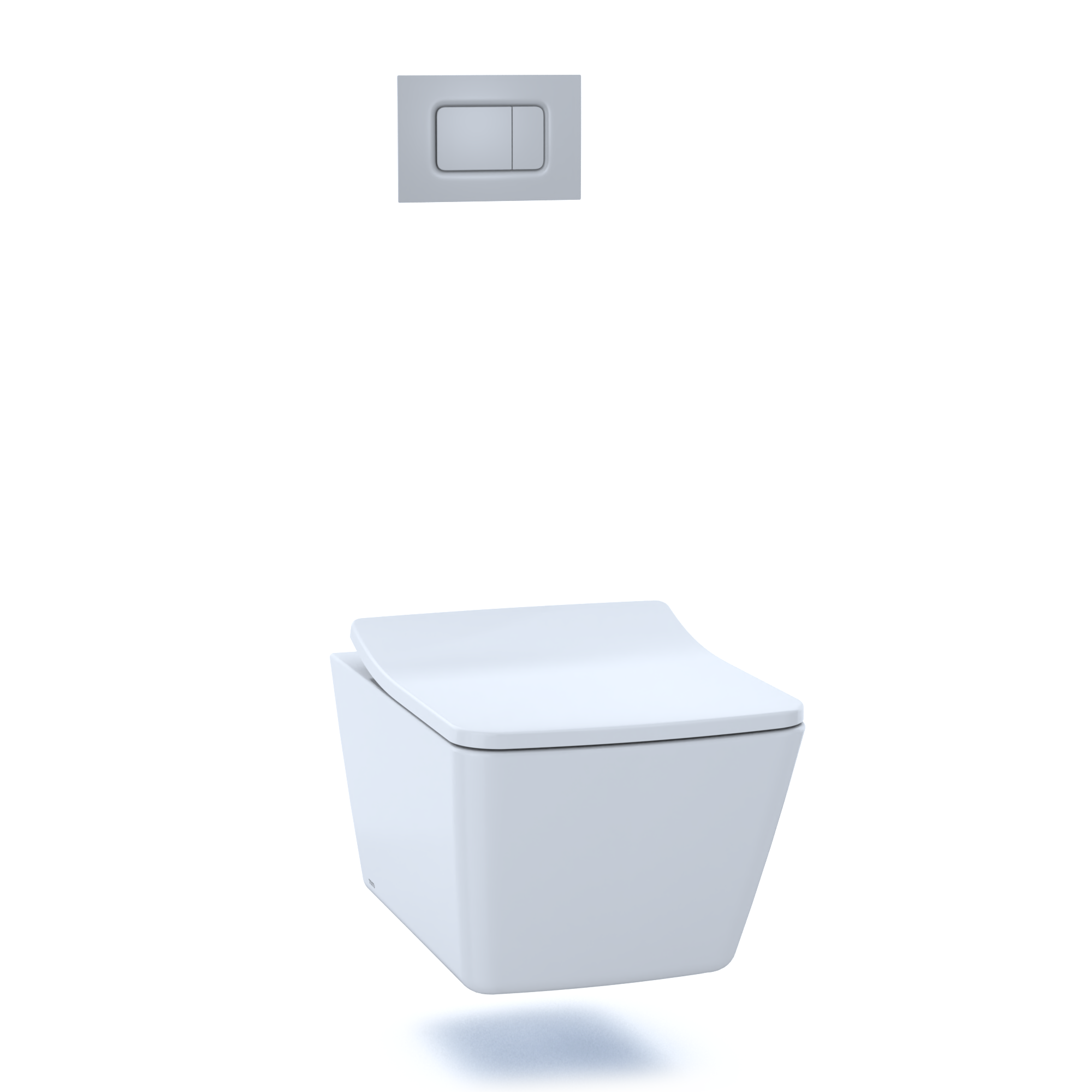 Superflo Wht-1 Square Elongated Wall Hung Toilet with Dual Flush, Compact Toilet(Water Tank Not Included) Finish: White