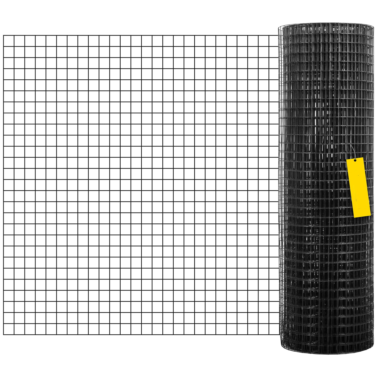 Huluwat 24in X 100ft and 1in X 1in Mesh Size Galvanized Steel Vinyl Coated 16 Gauge Chicken Wire Fencing w/A Cutting Plier and a Pair of Fabric Gloves Black