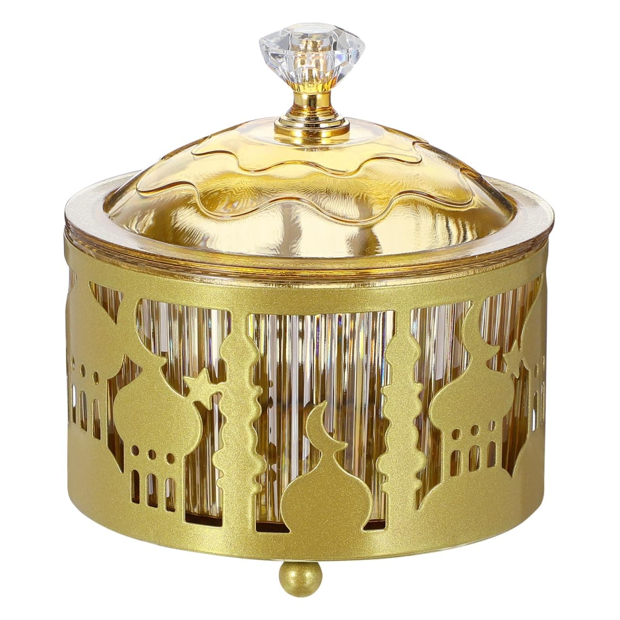 Aoibox  Golden Middle Eastern Style Serving Tray with Cover for Nuts Dried Fruits Candies Eid Ramadan Holiday
