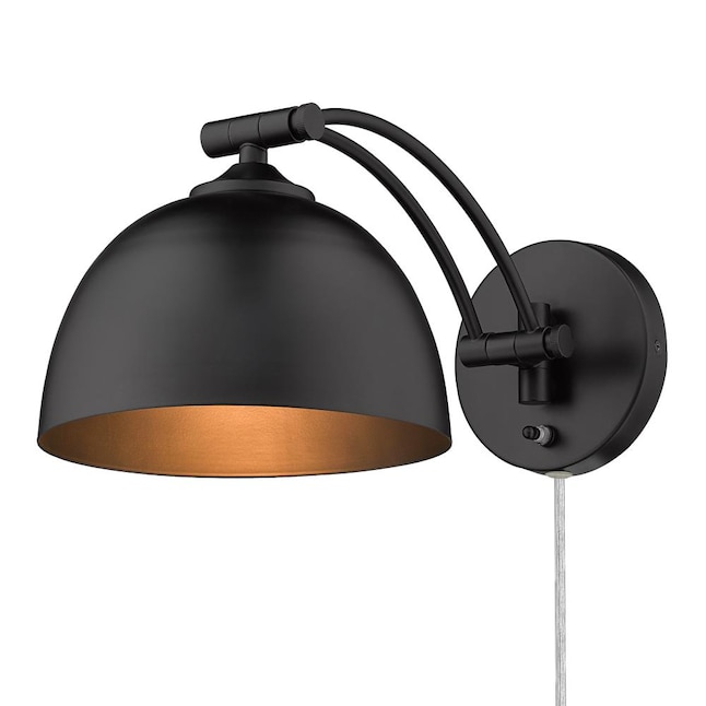 Golden Lighting Rey 7 875 In W 1 Light Matte Black Industrial Wall Sconce The Sconces Department At Com - Wall Sconce Light Fixtures Plug In