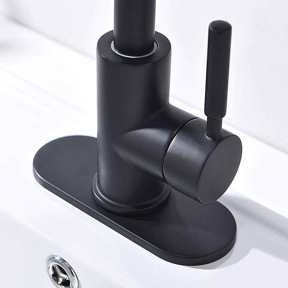 Phiestina Matte Black 4-in centerset 1-Handle Bathroom Sink Faucet with ...