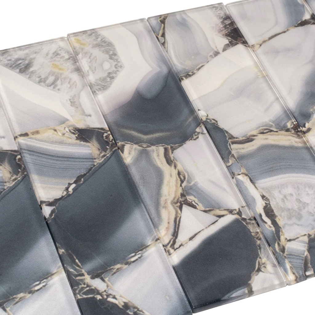 Carnelian 3" x 12" Glossy Gray Glass Subway Tile