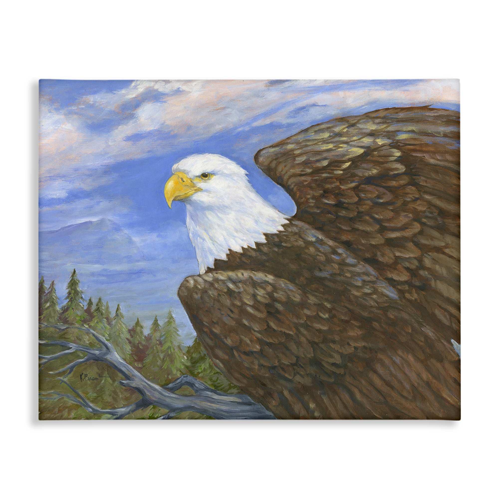 Stupell Industries BT-794-CN-30X40 Eagle Overlook from Tree Top Canvas design by Paul Brent