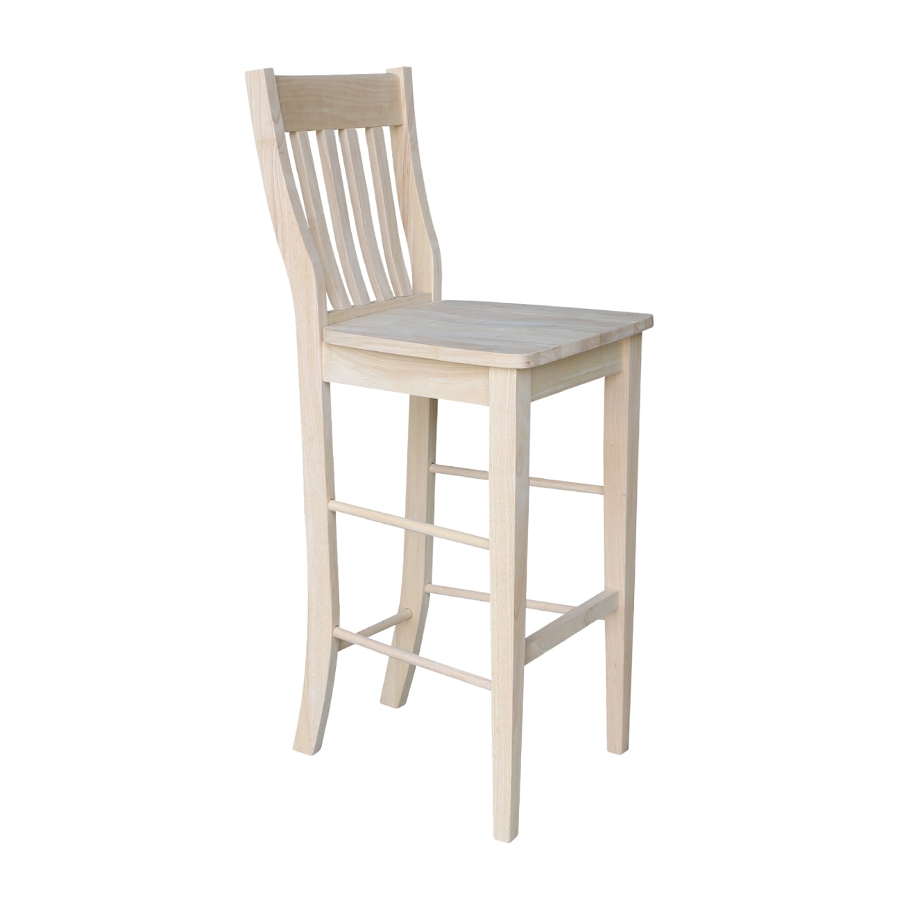 Unfinished Solid Parawood 30" Bar Height Cafe Stool