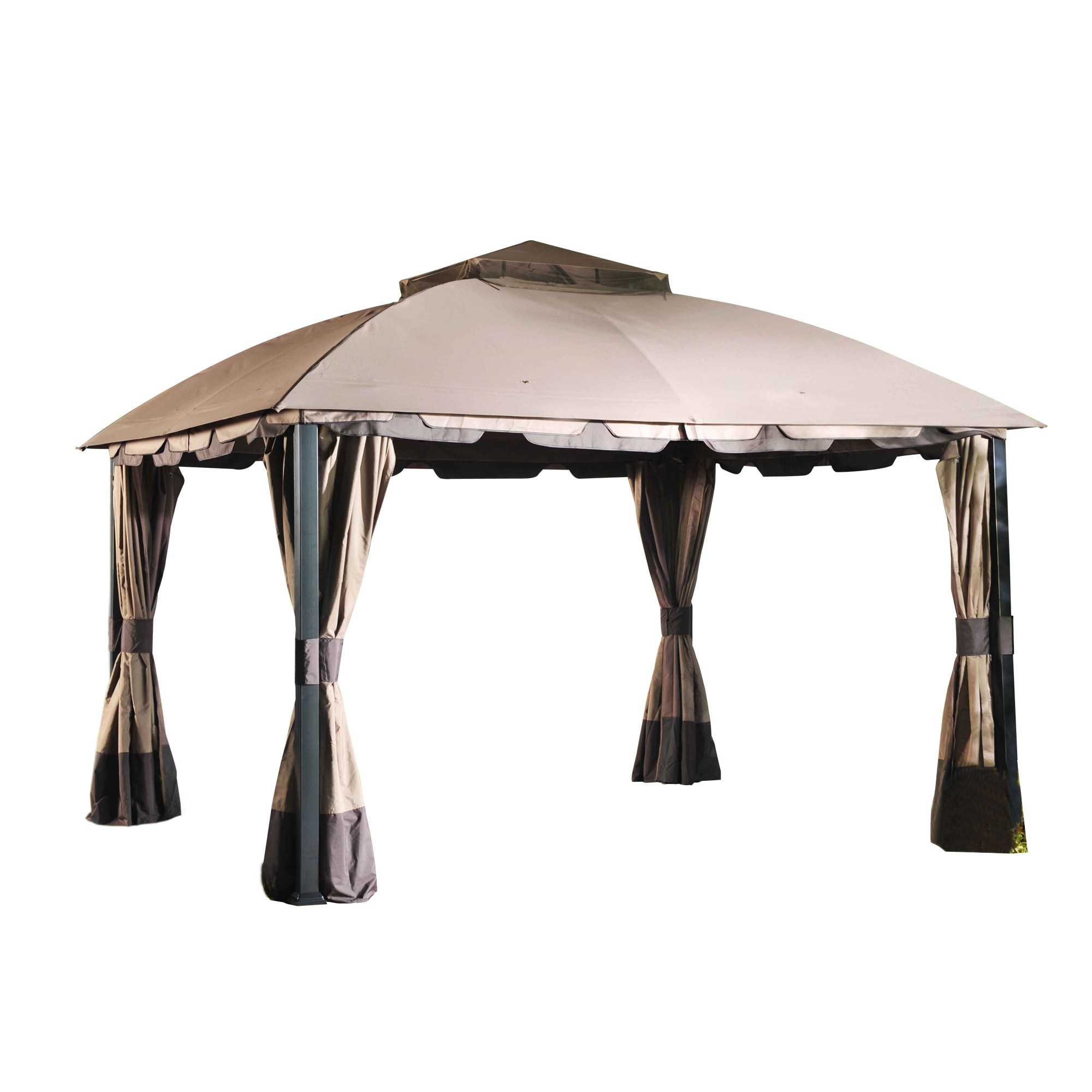 Sunjoy 10-ft x 12-ft Carrington Bronze Metal Rectangle Screened Gazebo ...