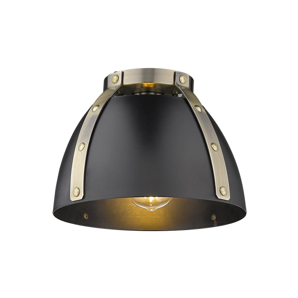 Golden Lighting Aldrich 1-Light 10-in Aged Brass Flush Mount Light at