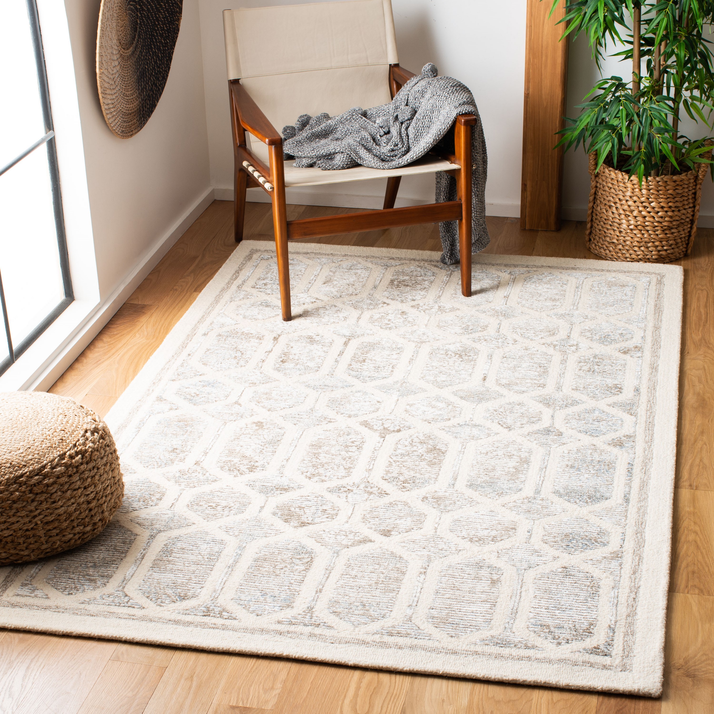 Safavieh ARR665B-7SQ Artistry 600 Mallaury 7 x 7 (ft) Tufted Synthetic Ivory/Beige Square Indoor Abstract Bohemian/Eclectic Area rug