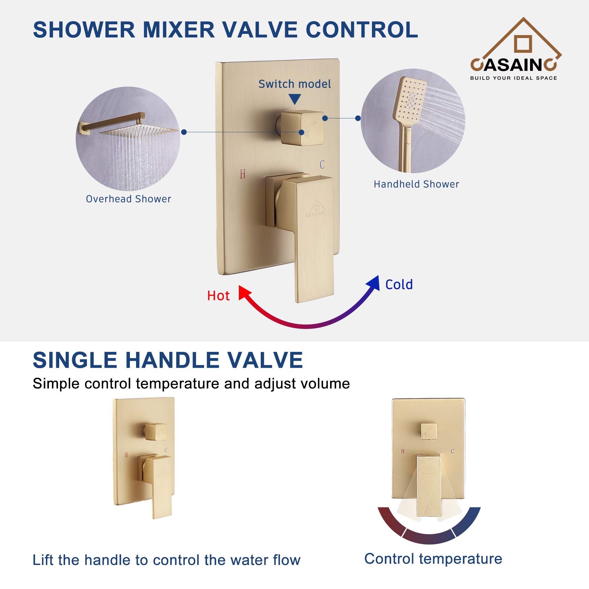 CASAINC WF-W98W02LSJ-12 Showerhead-Bar-Panels - View #10