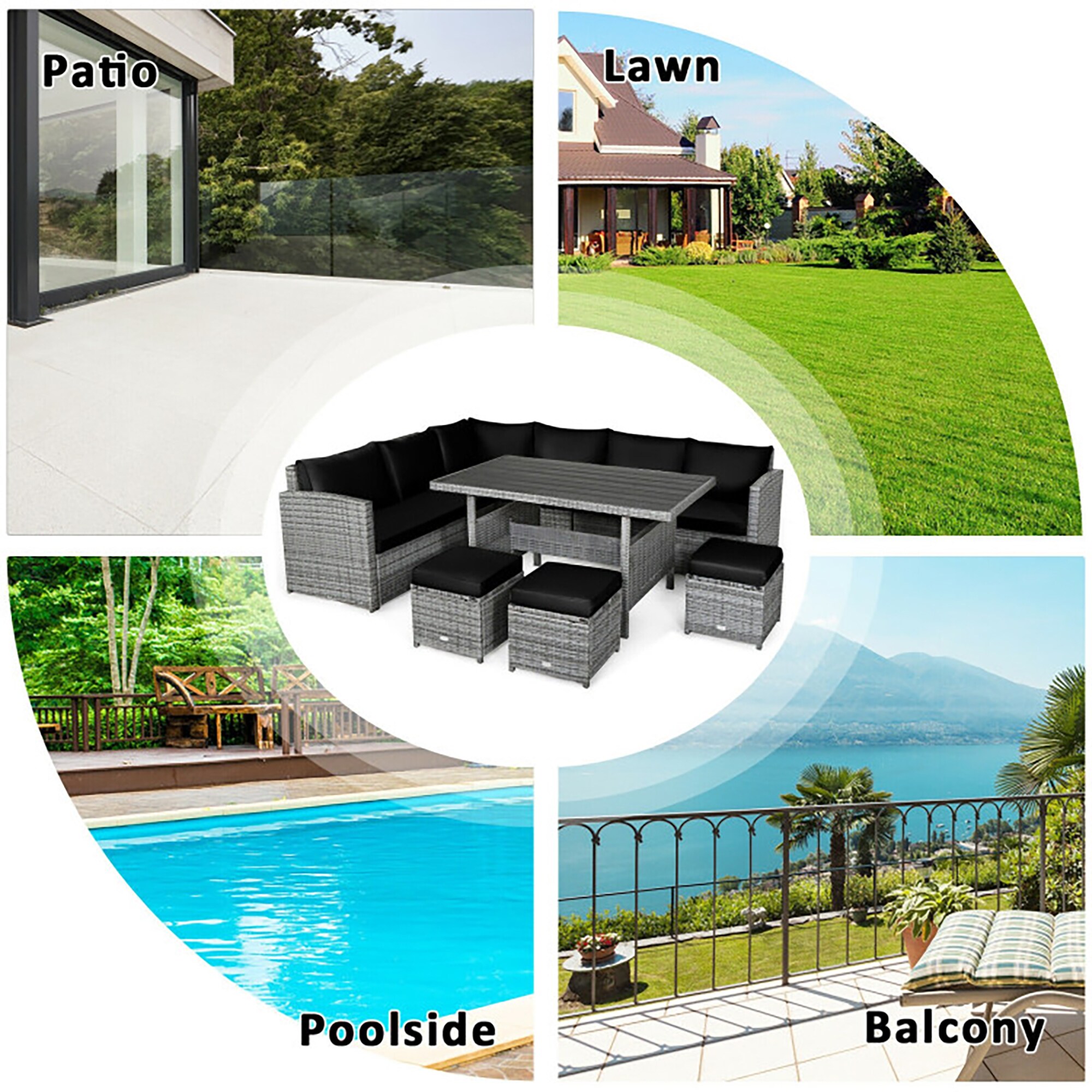 Forclover HYFL-90BK Patio-Conversation-Sets - View #6