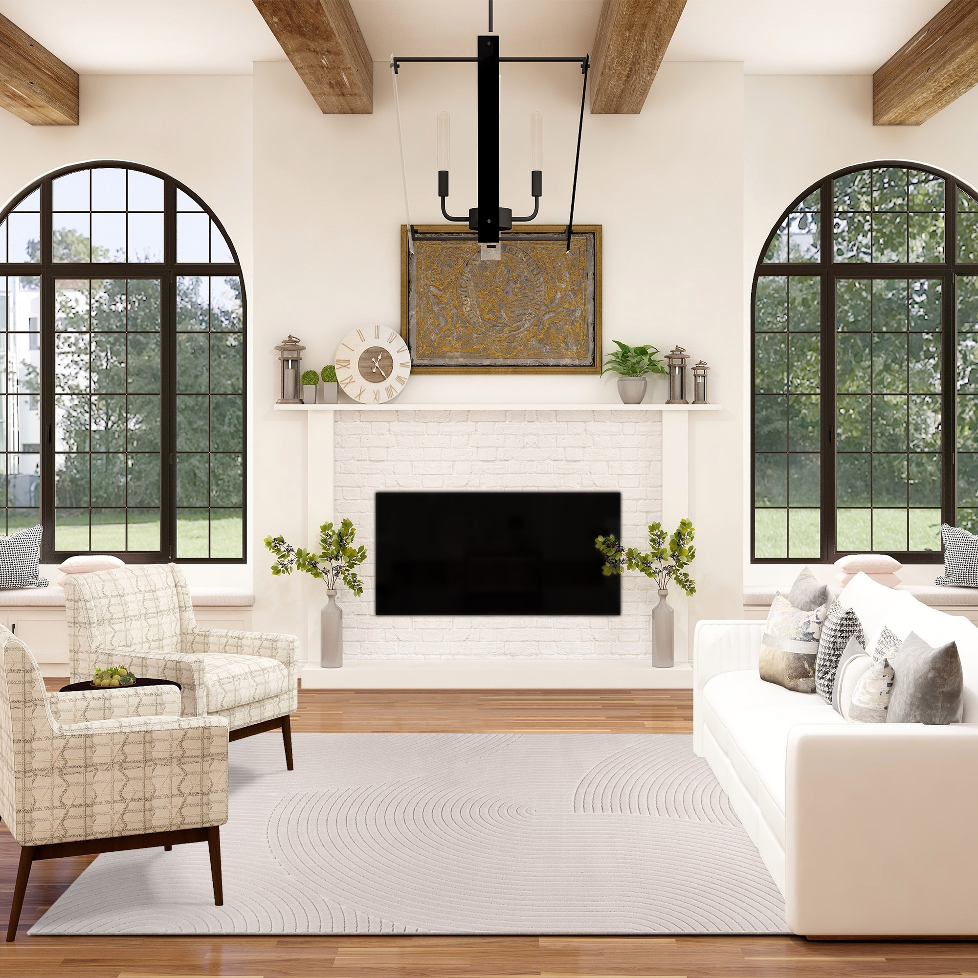 GERTMENIAN 23407 Conway Mitsuri 9 x 12 (ft) Polypropylene Ivory Cream Rectangular Indoor Geometric Area rug