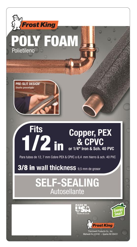6 Ft. Long 1/2 inch Wall Foam Pipe Pre-slit Insulation Fits 1in Iron Pipes  11PK