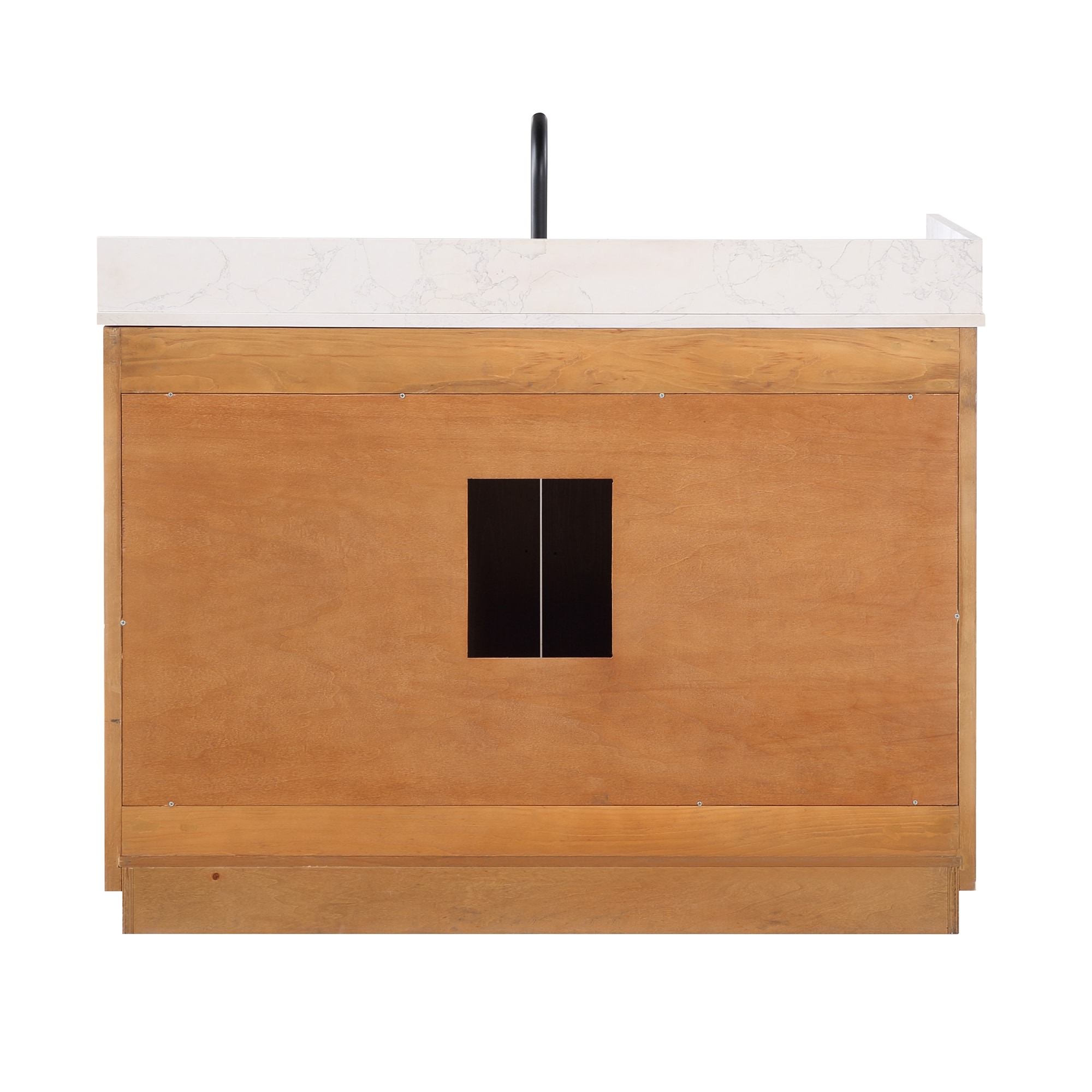 Gavino 48" Light Brown Wood Vanity with Mirror and Stone Top