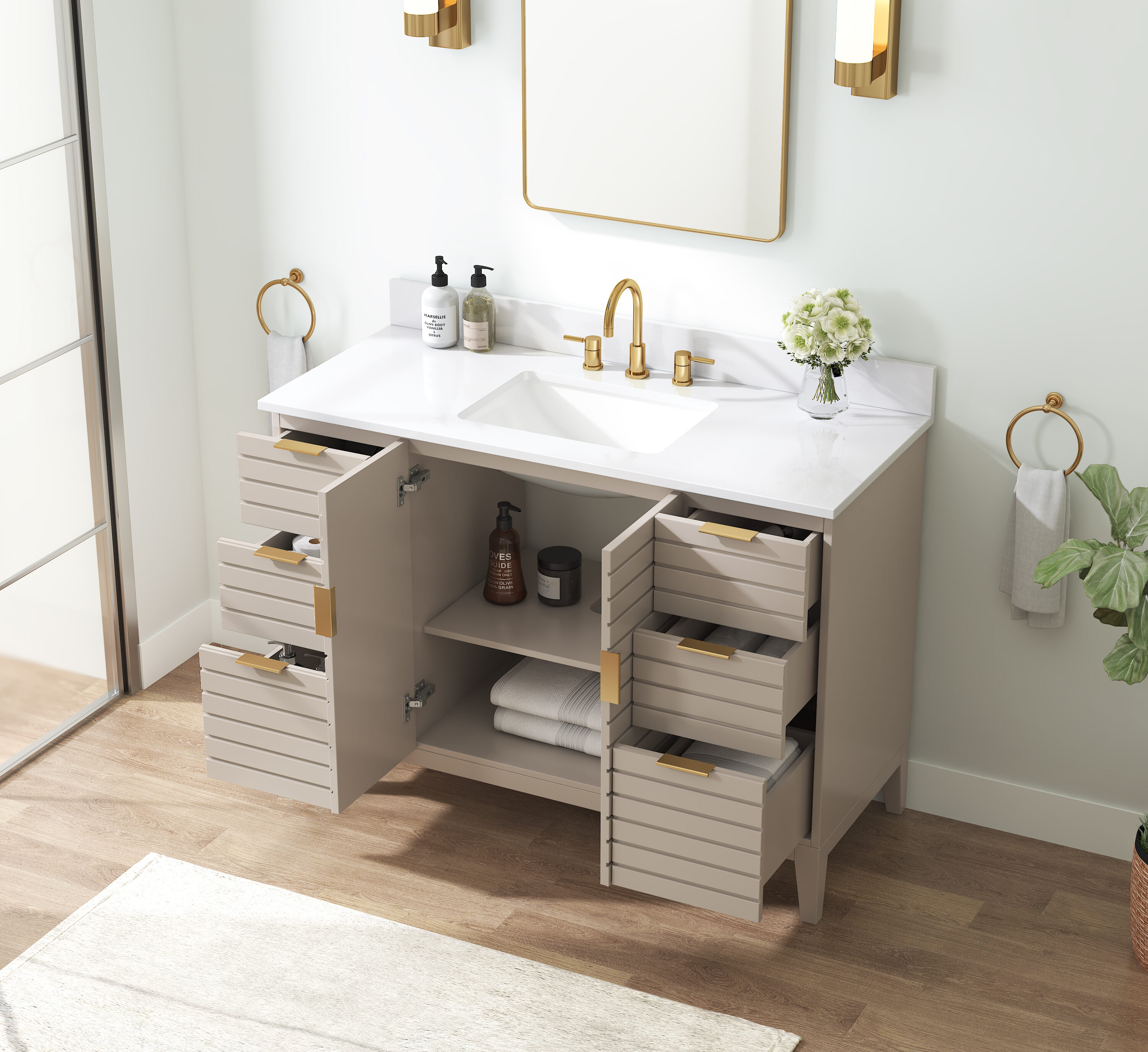 Origin 21 Lundy 48-in Greige Undermount Single Sink Bathroom Vanity ...