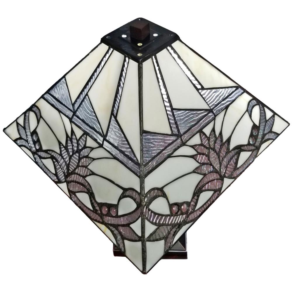 Tiffany Style 22" White Stained Glass Table Lamp