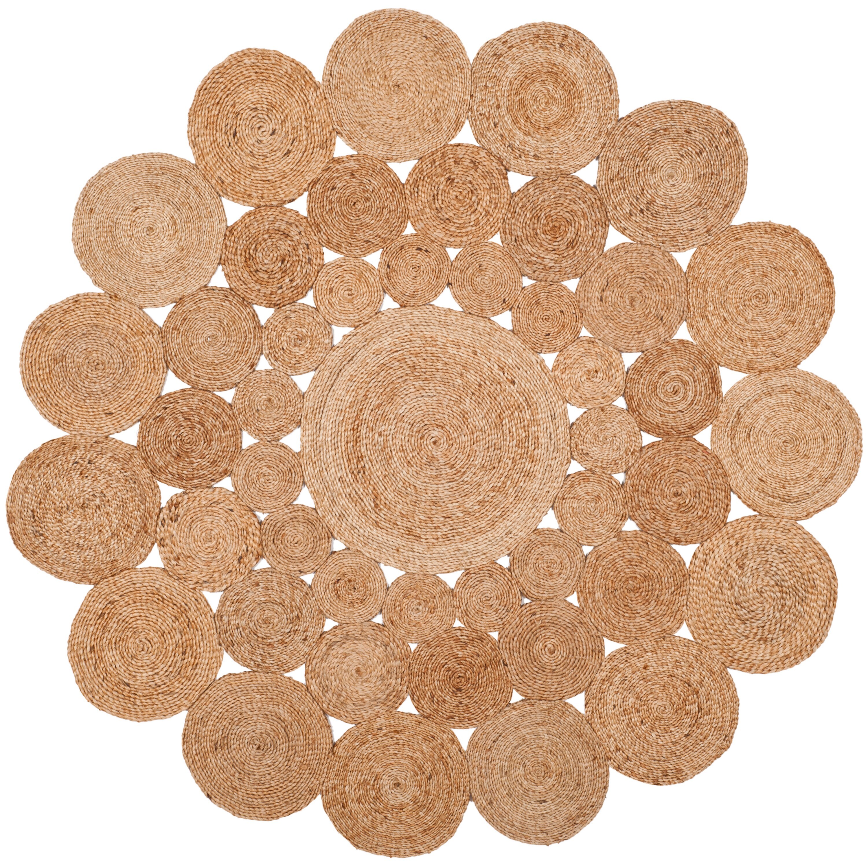 SAFAVIEH Natural Fiber Round Collection 3' x 3' Round Natural NF364A  Handmade Boho Charm Farmhouse Jute Area Rug