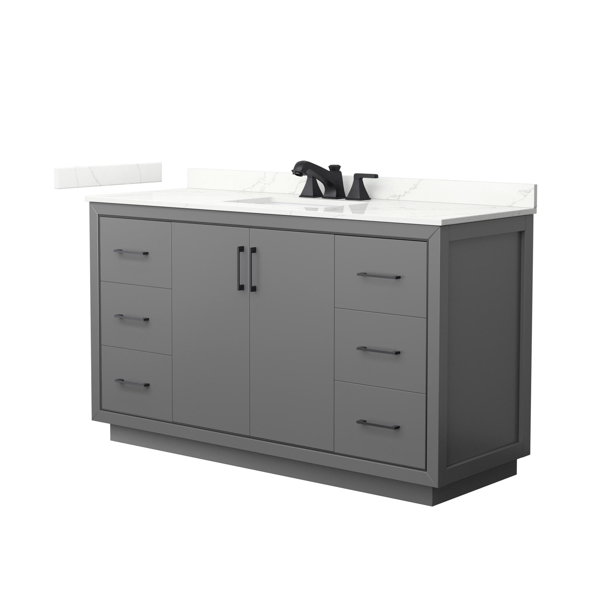 Wyndham Collection WCF111160SGBGTUS3MXX Icon 60-in Dark Gray Undermount Single Sink Bathroom Vanity with Giotto Quartz Top