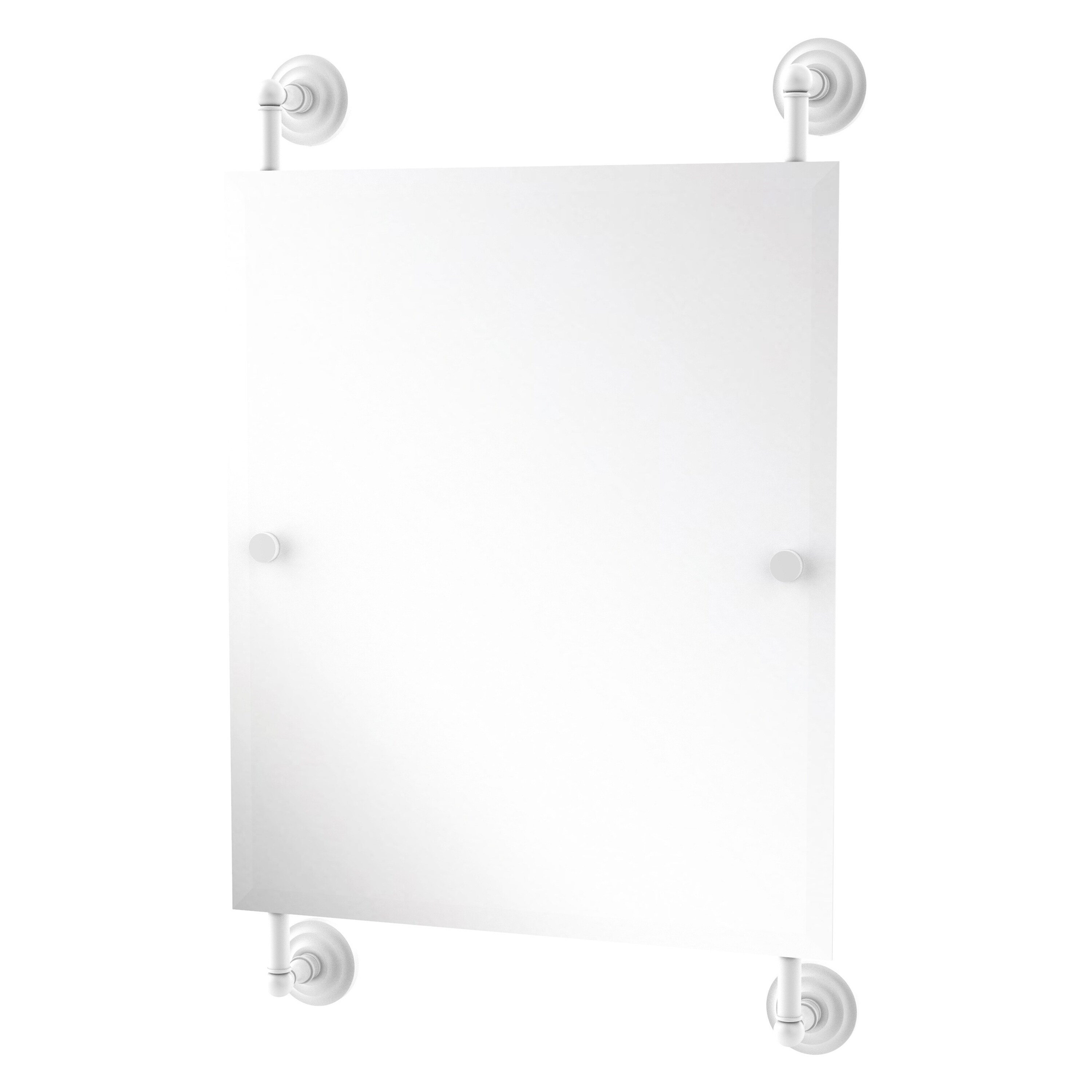 Allied Brass QN-27-92-WHM Que New 21-Inches x 33-Inches Beveled Frameless Rectangle Bathroom Vanity Mirror ( Matte White )